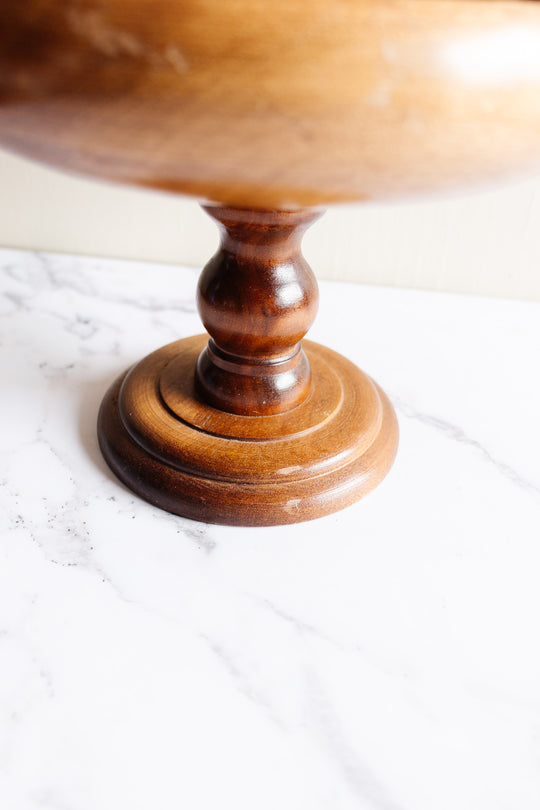 antique English turned walnut compote