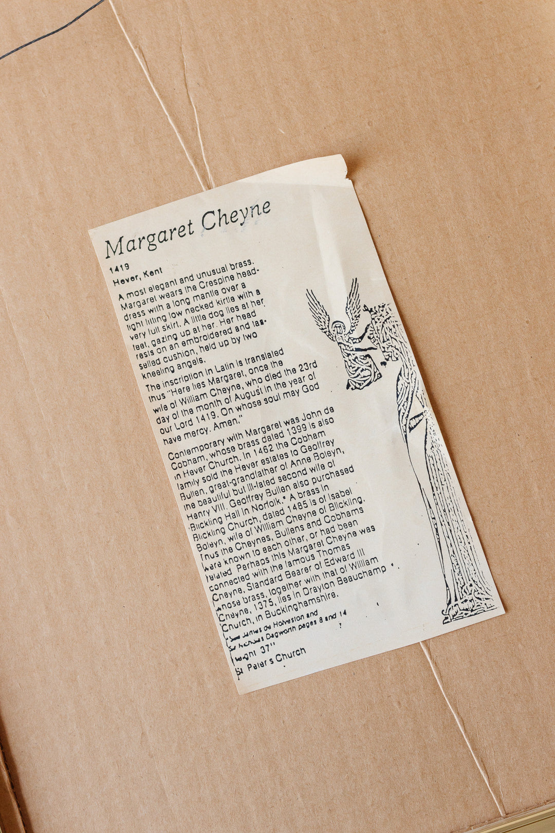 lady margaret cheyne vintage brass rubbing