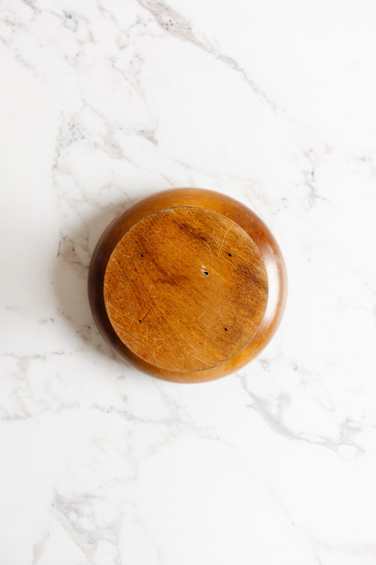 antique English turned walnut compote