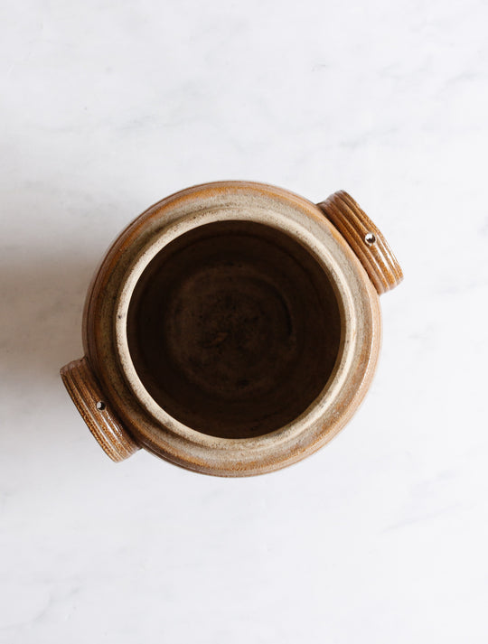 antique French large stoneware confit pot