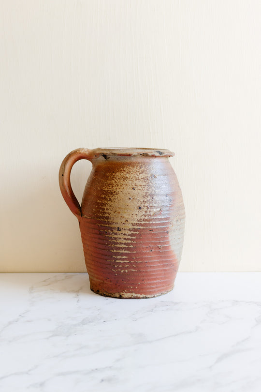 vintage french stoneware vessel with handle