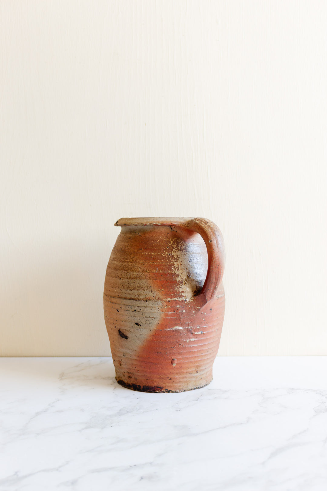 vintage french stoneware vessel with handle