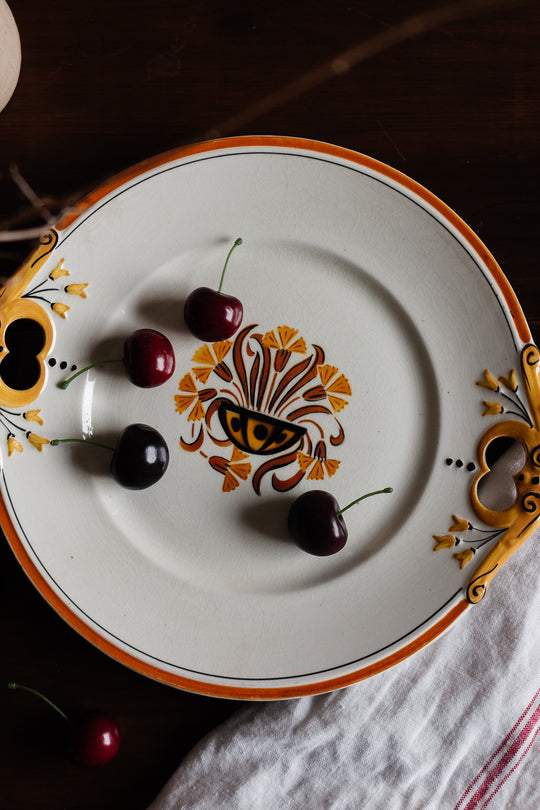 1900s creil et montereau "oeillet" cake plate