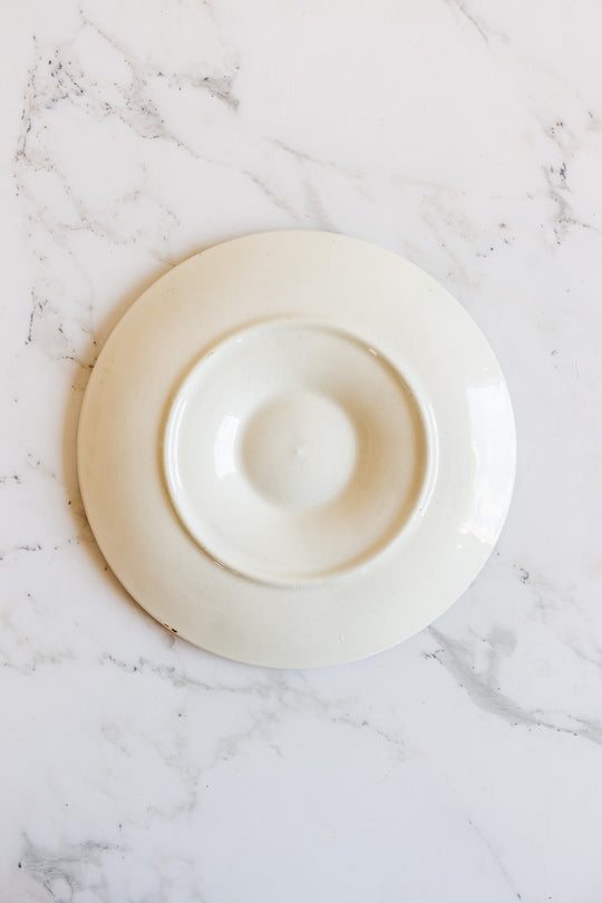 antique french longchamp green "basketweave" oyster plate