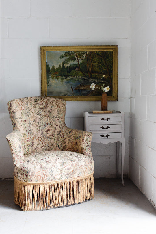 antique french louis xv style bedside table with cabriole legs