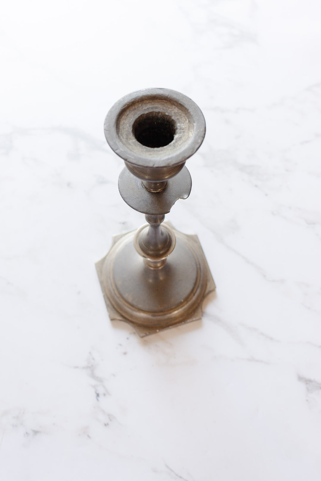 vintage french atomic age pewter candlestick