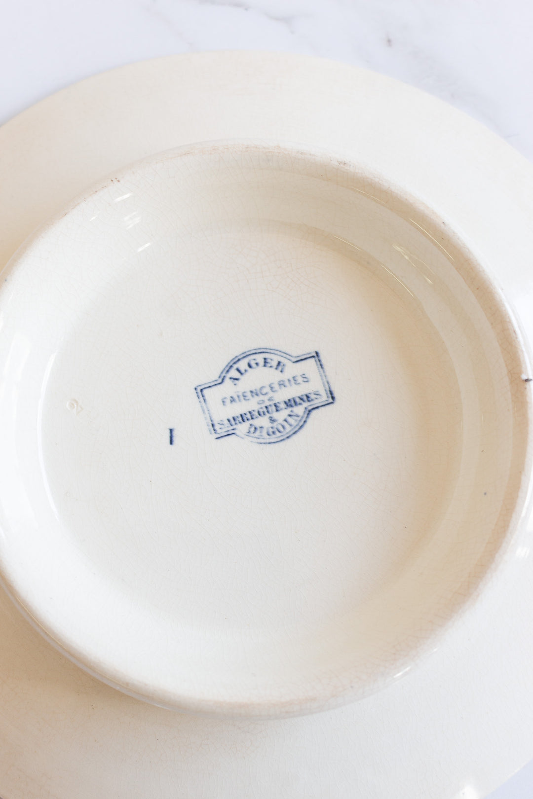 antique french sarreguemines "alger" cake plate