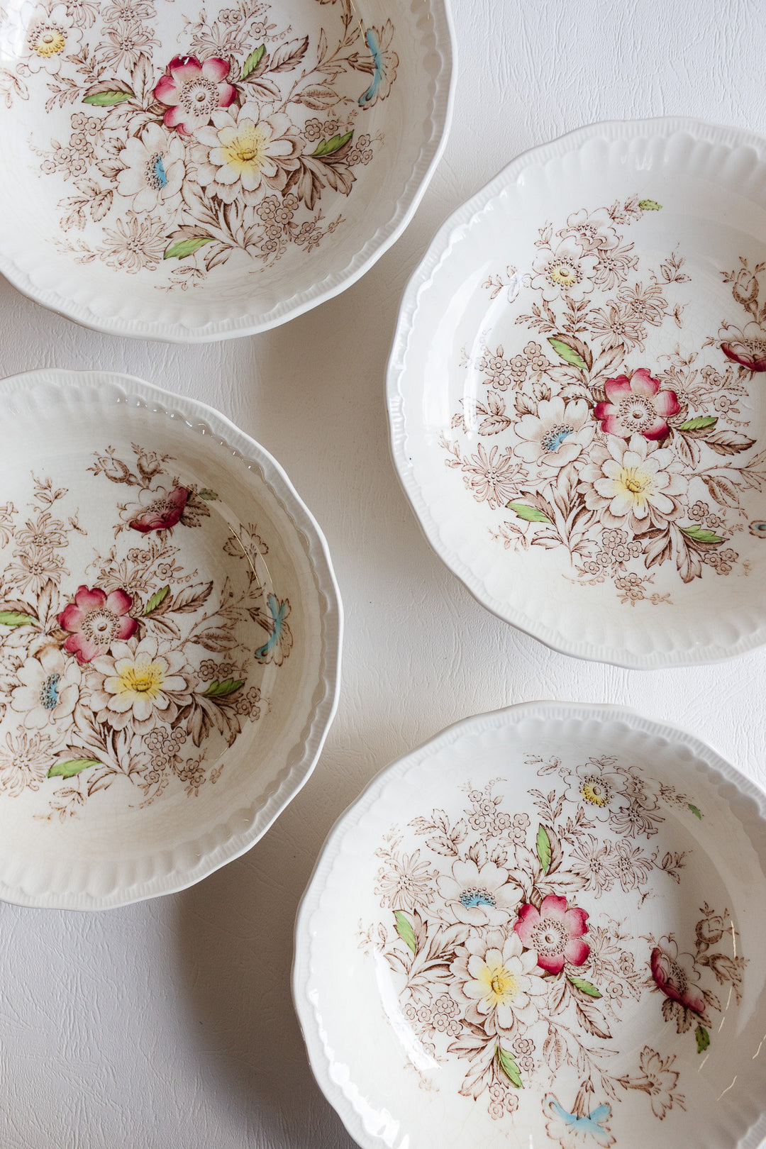 set of 1930s swinnerton's polychrome "montrose" cereal bowls