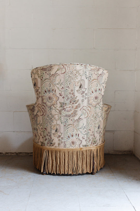 antique french fringed crapaud chair