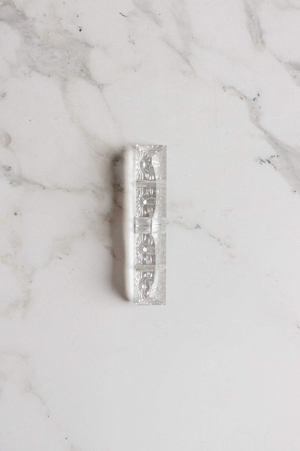 vintage french cut glass knife rests, boxed set