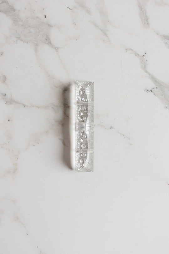 vintage french cut glass knife rests, boxed set