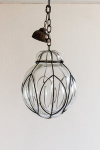 vintage murano blown glass caged pendant light