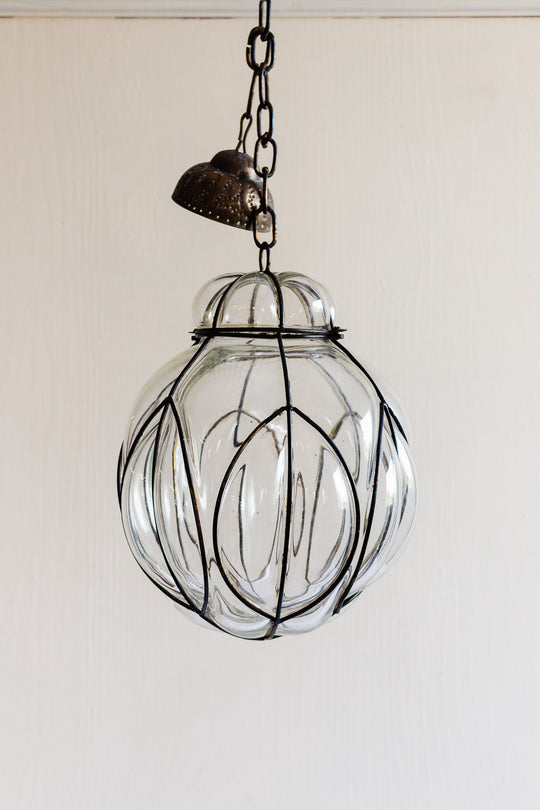 vintage murano blown glass caged pendant light