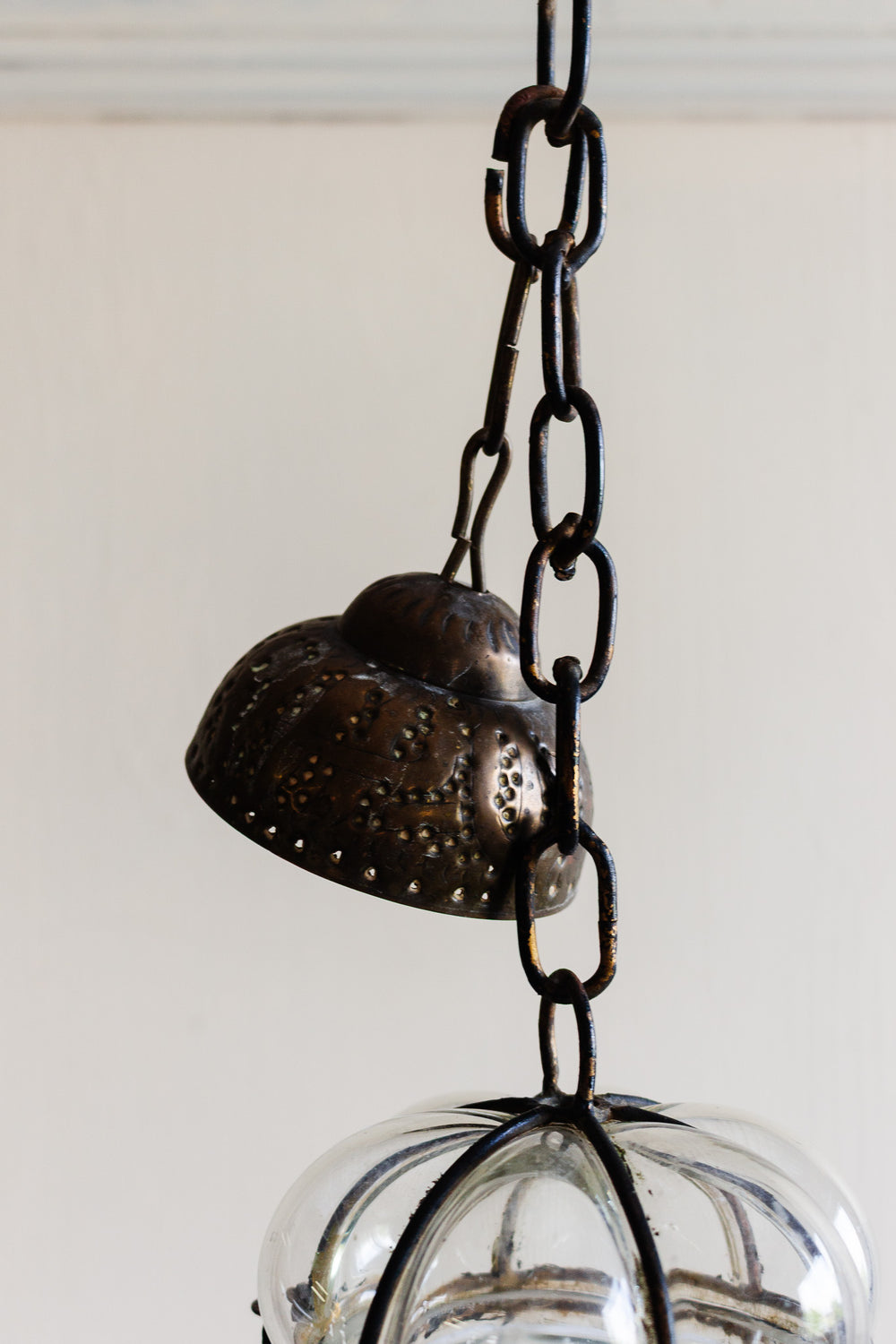 vintage murano blown glass caged pendant light