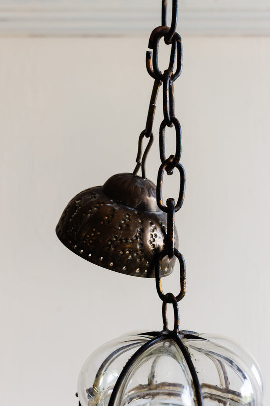vintage murano blown glass caged pendant light