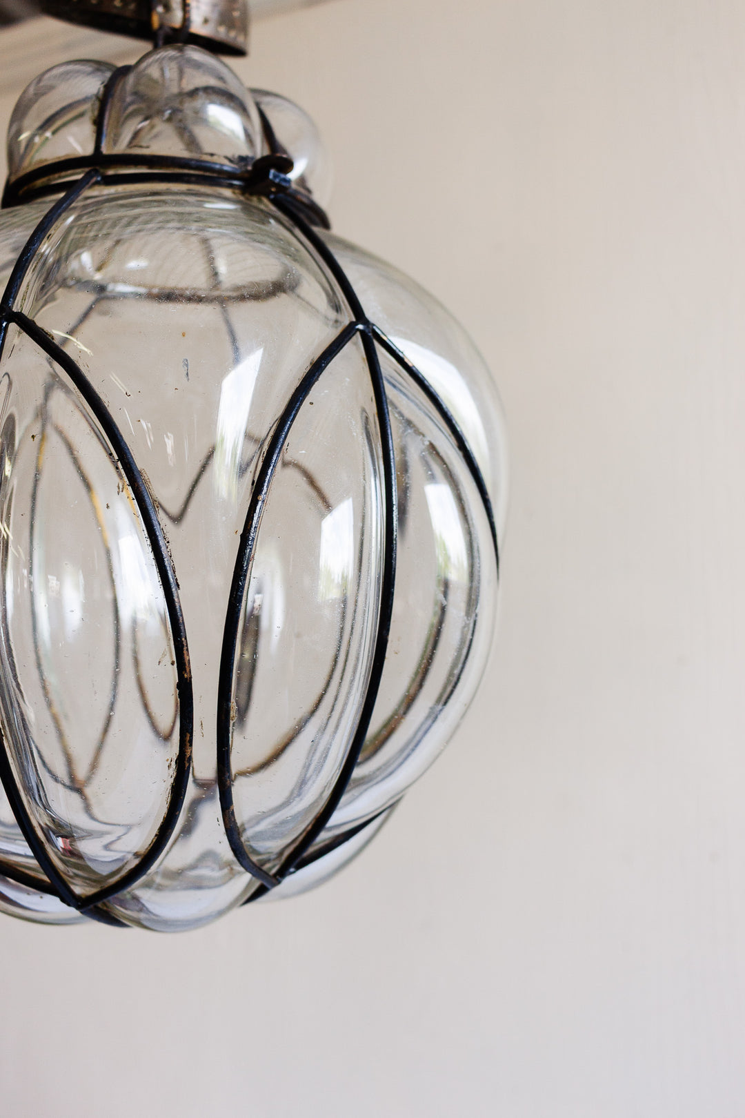 vintage murano blown glass caged pendant light