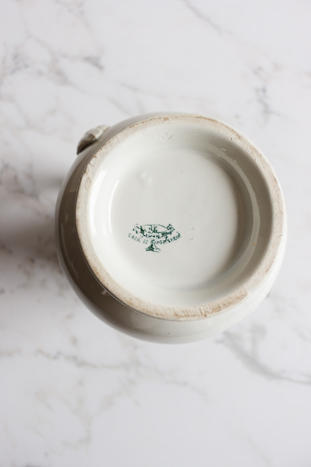 antique french creil et montereau ironstone pitcher