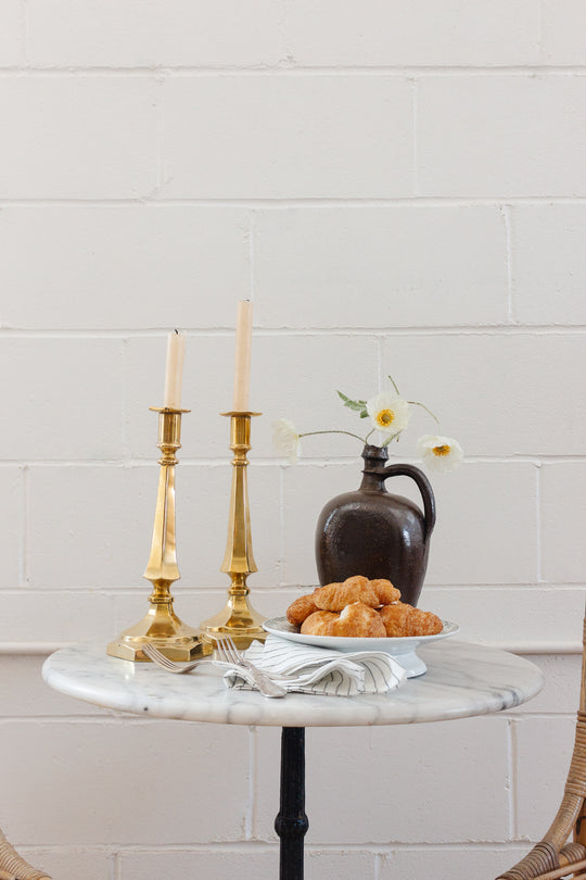 pair of vintage French brass candlesticks