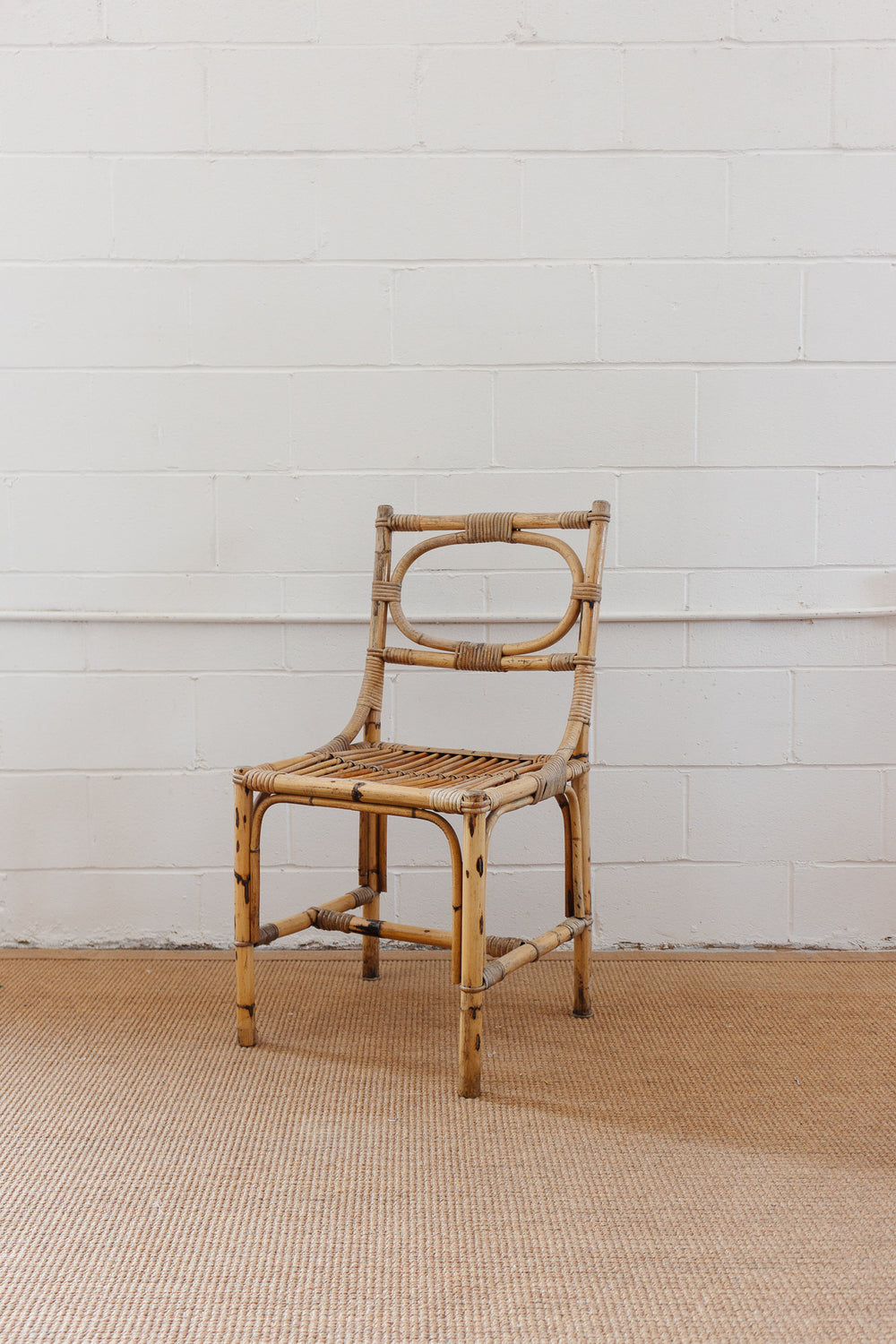 1970s Italian bamboo and rattan dining chairs, set of two