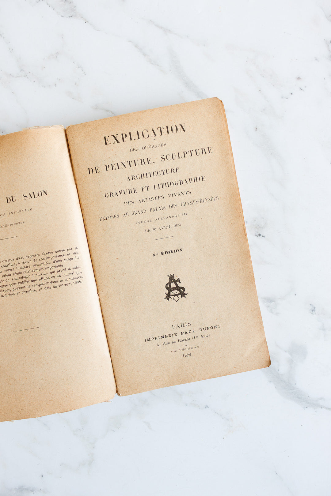 paris salon exhibition catalogue (Livret), 1922