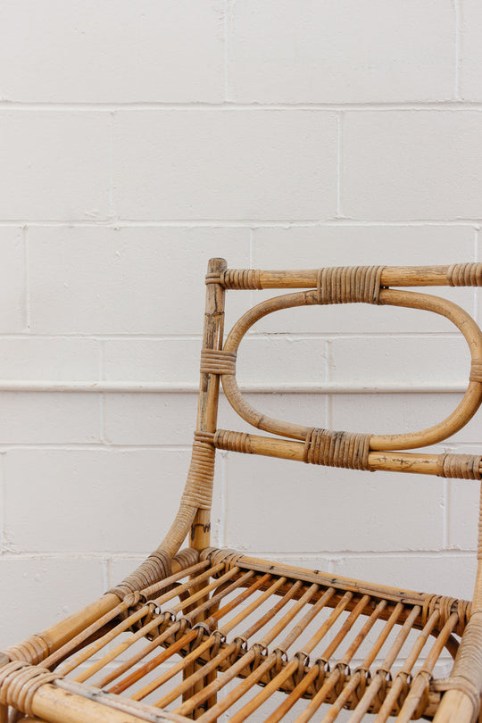 1970s Italian bamboo and rattan dining chairs, set of two