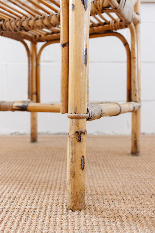 1970s Italian bamboo and rattan dining chairs, set of two