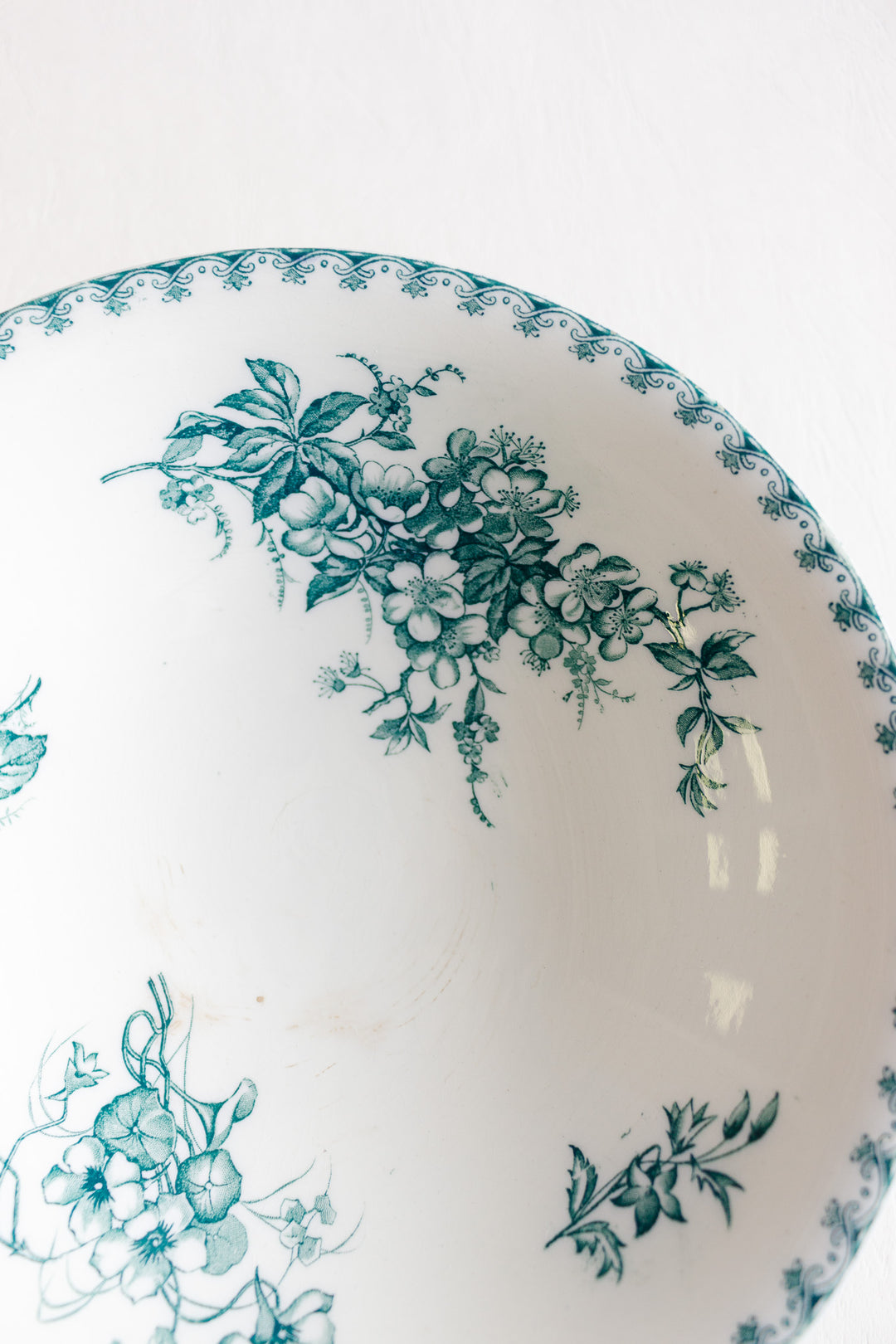 antique french sarreguemines "vega" pedestal fruit bowl
