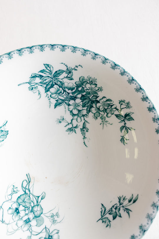 antique french sarreguemines "vega" pedestal fruit bowl