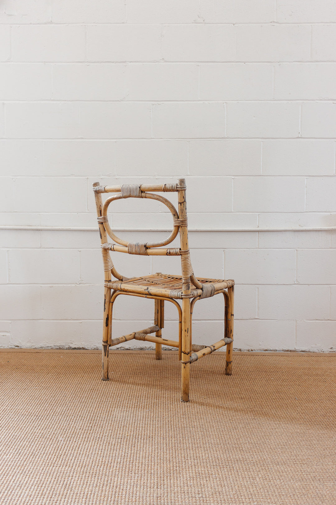 1970s Italian bamboo and rattan dining chairs, set of two