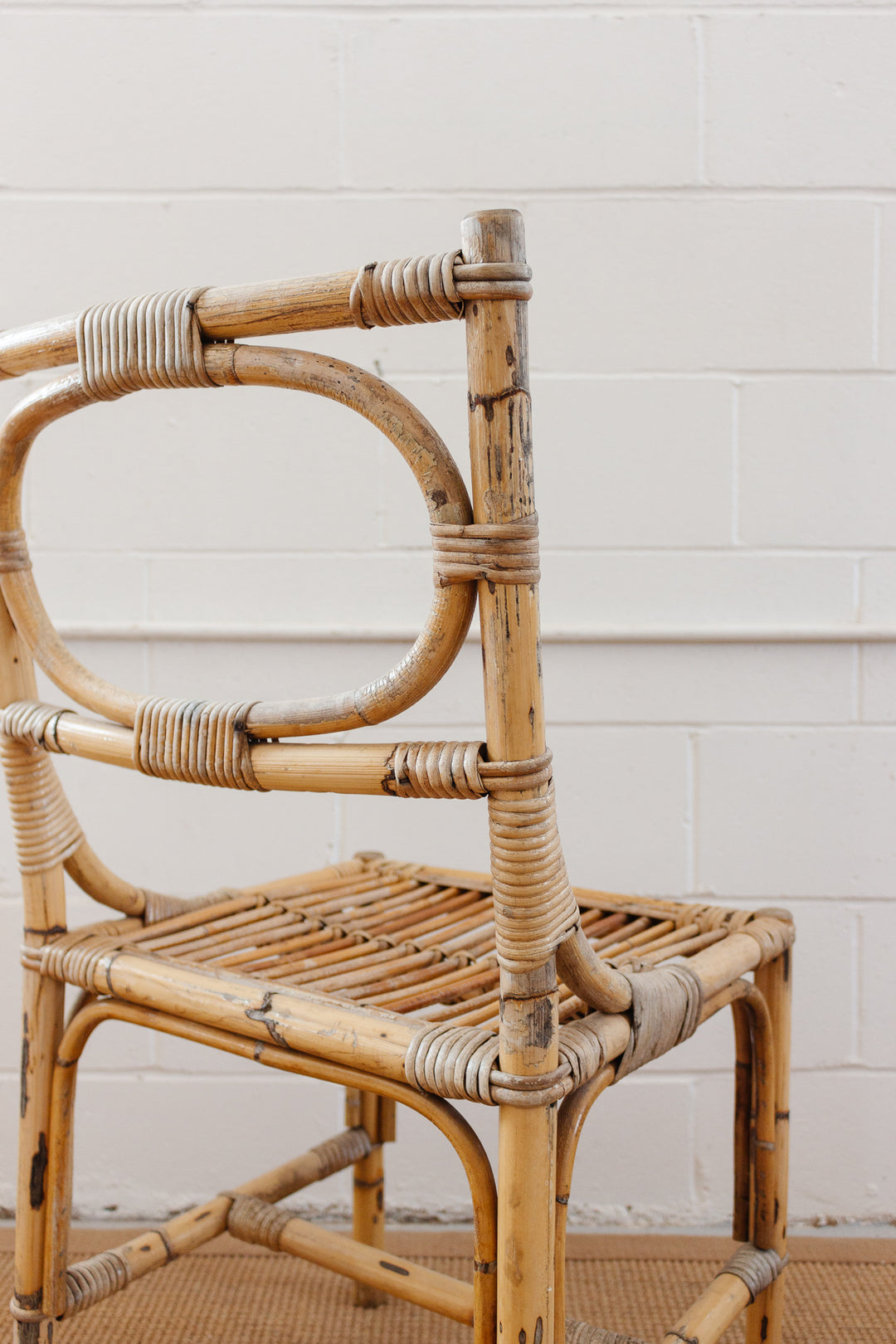 1970s Italian bamboo and rattan dining chairs, set of two