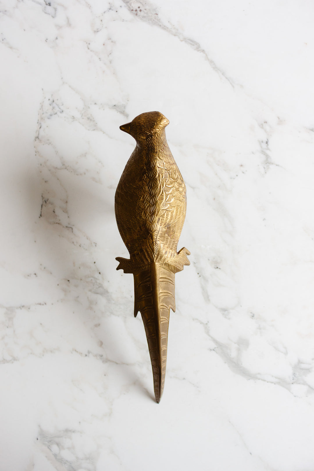 pair of large antique french solid brass pheasants