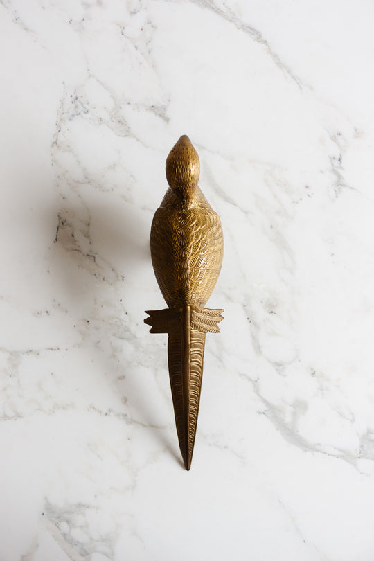 pair of large antique french solid brass pheasants