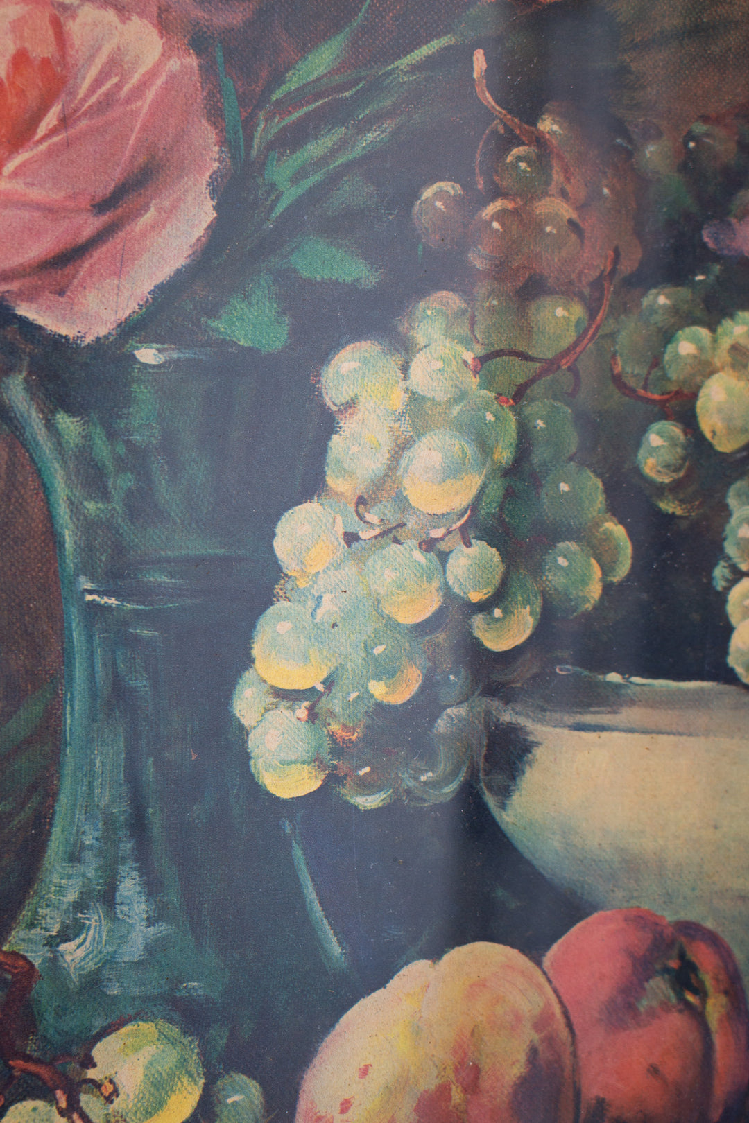 antique french still life print in gilt and plaster frame