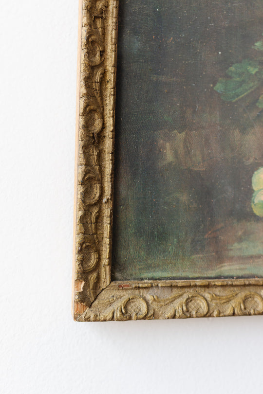 antique french still life print in gilt and plaster frame