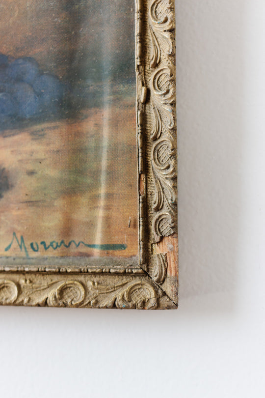 antique french still life print in gilt and plaster frame