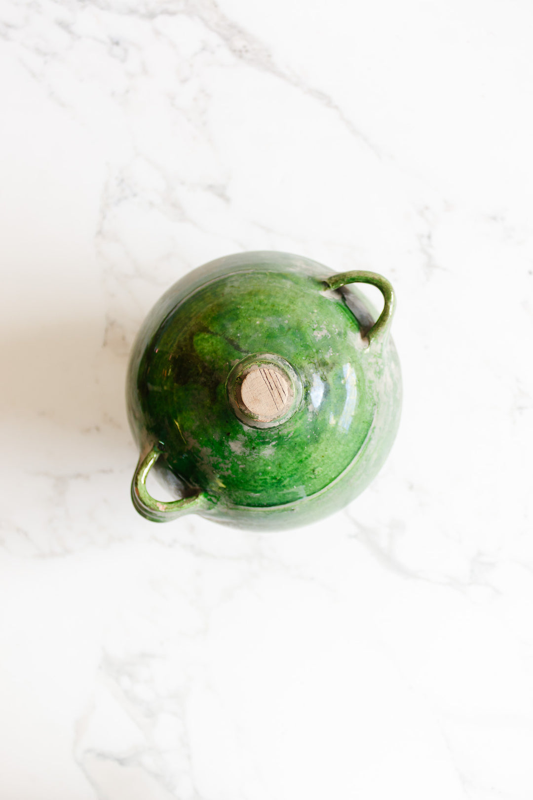 rare 19th century green glazed terracotta conscience jug
