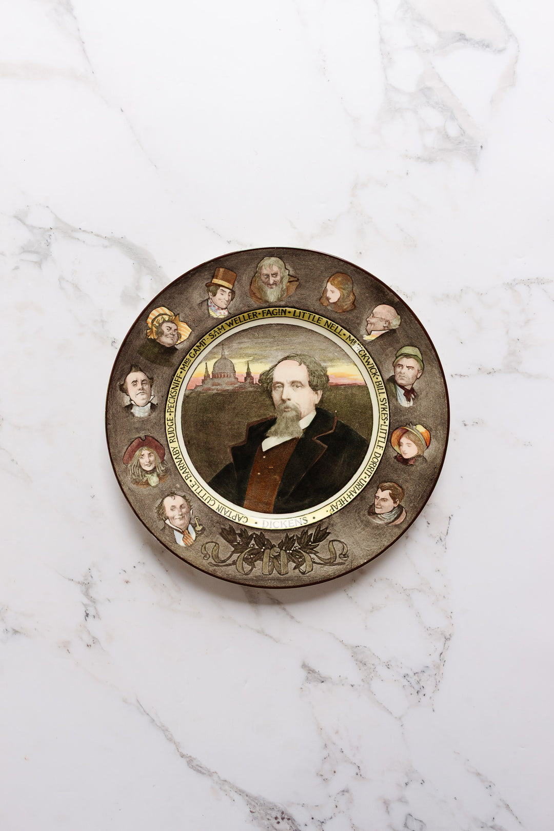 charles dickens royal doulton series ware sepia toned plate