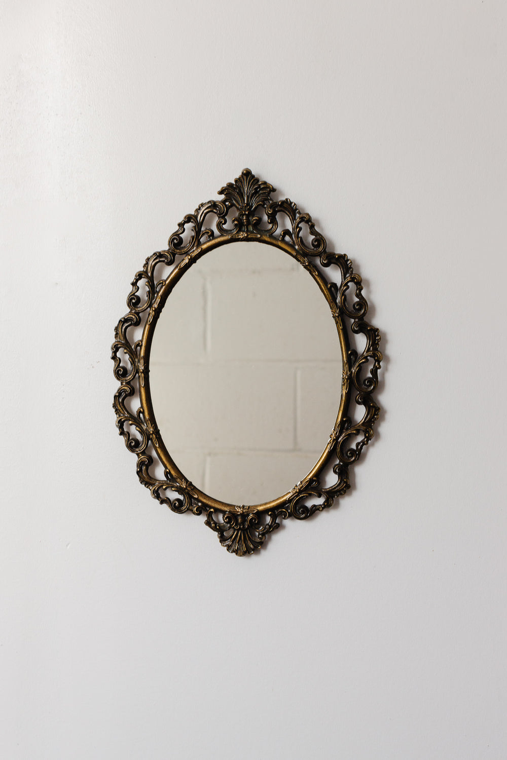 midcentury Italian rococo style metal mirror