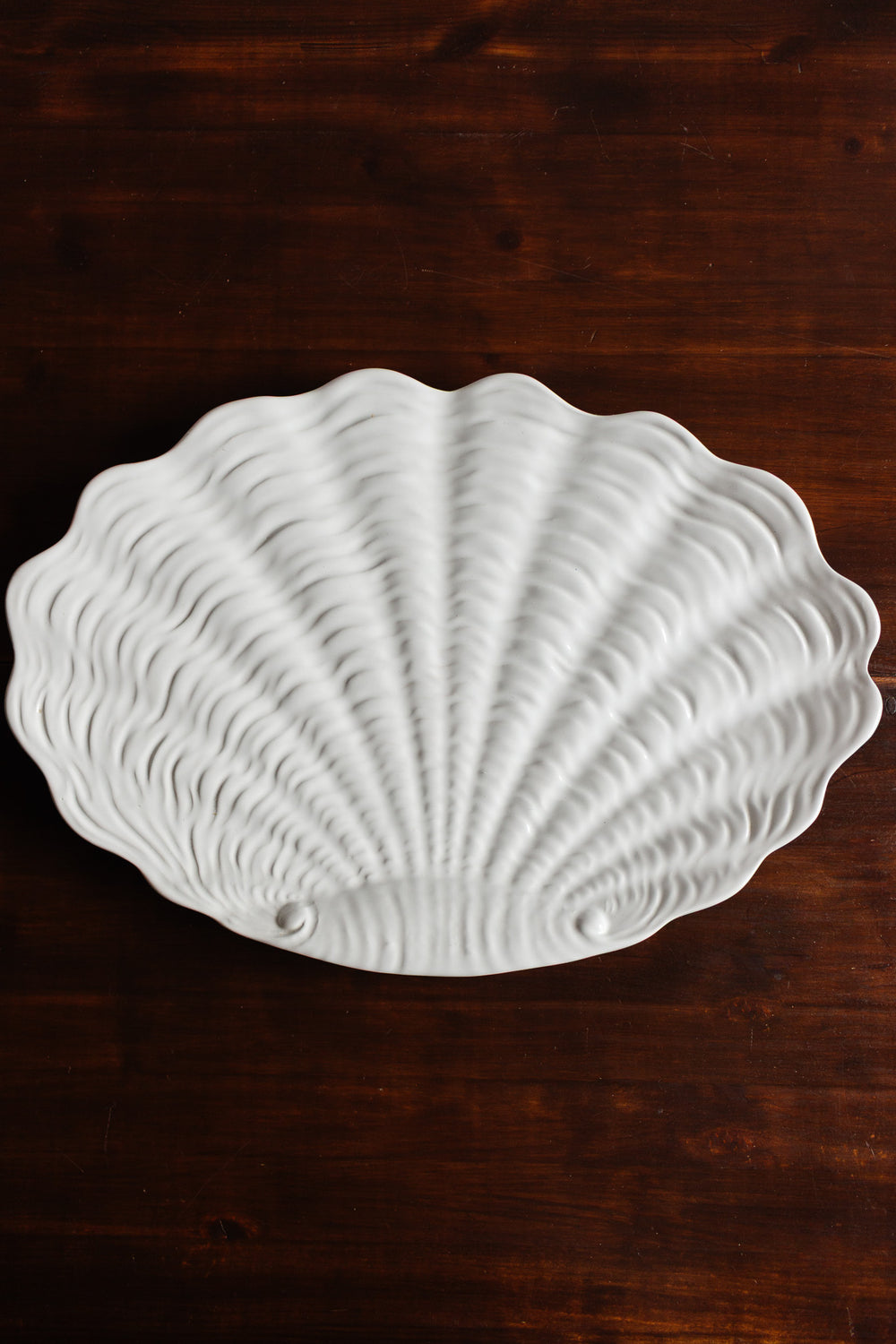vintage italian white ceramic scallop shell platter