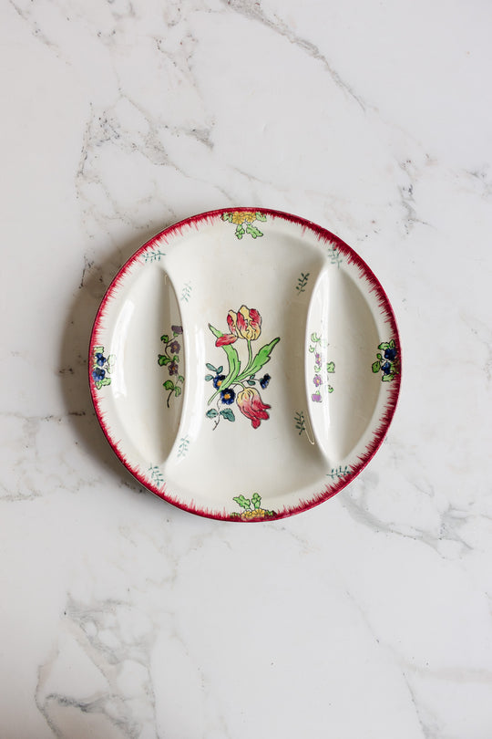 antique french longwy polychrome "marseille" asparagus platter