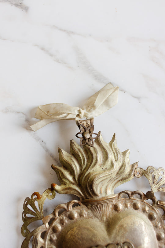 rare 19th century Italian ex-voto cœur de Marie “sacré cœur” reliquary