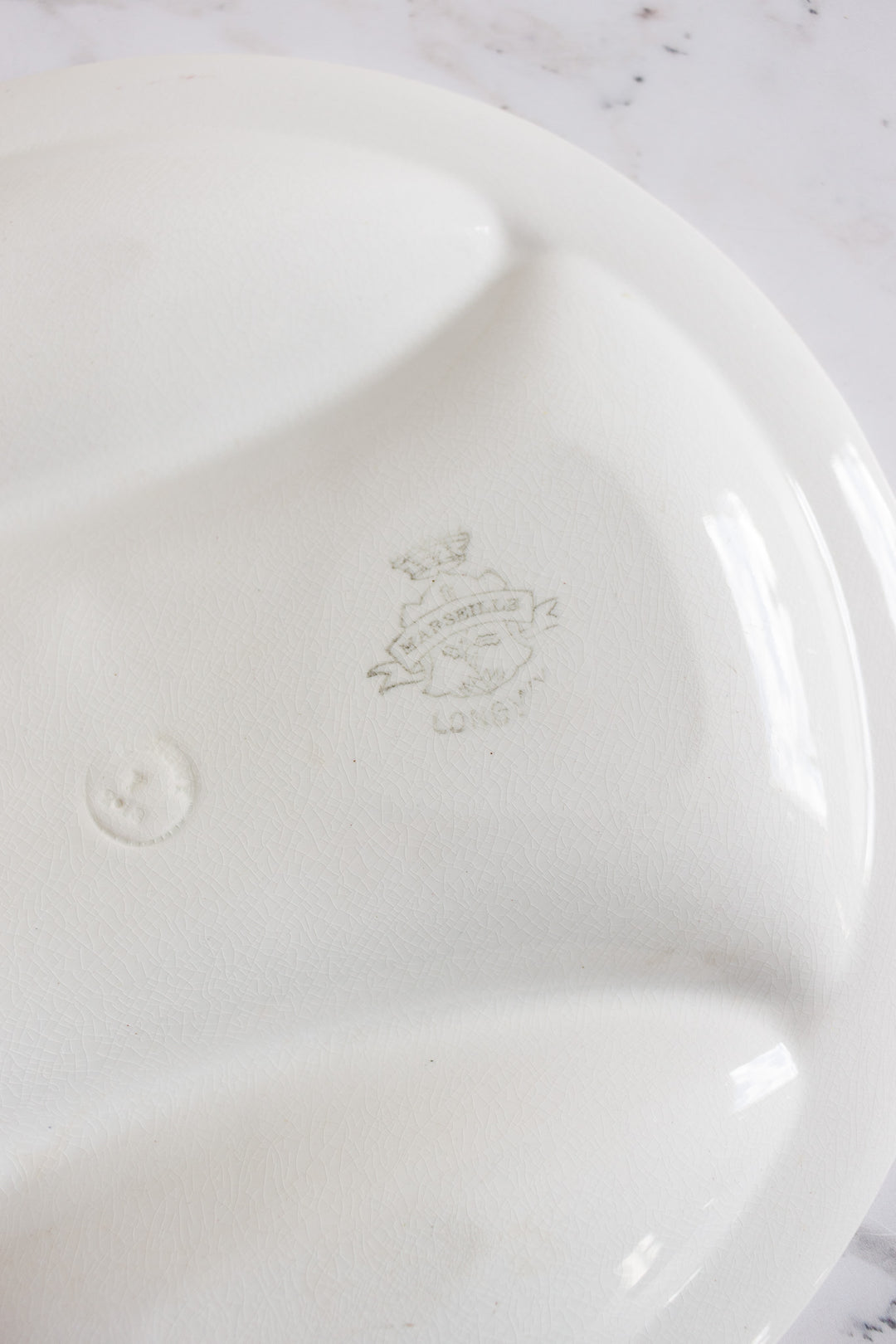 antique french longwy polychrome "marseille" asparagus platter