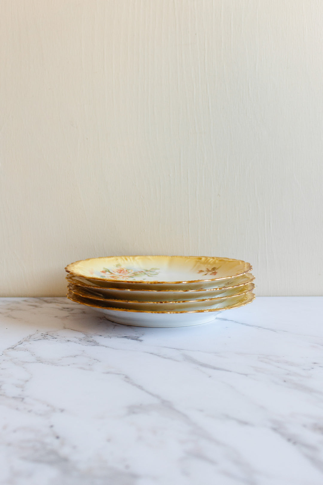 antique French Limoges porcelain dinner plates, set of 4