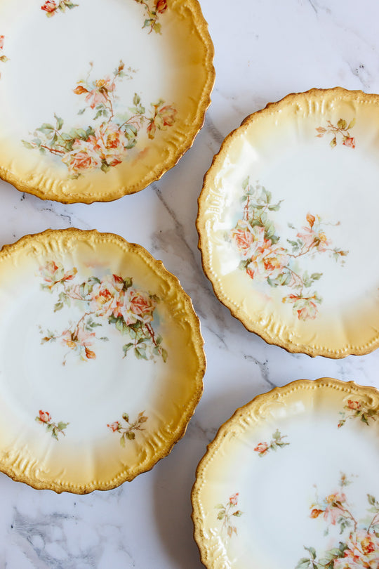 antique French Limoges porcelain dinner plates, set of 4