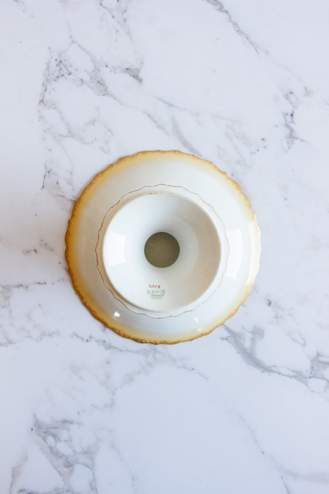 antique French Limoges porcelain cake stand