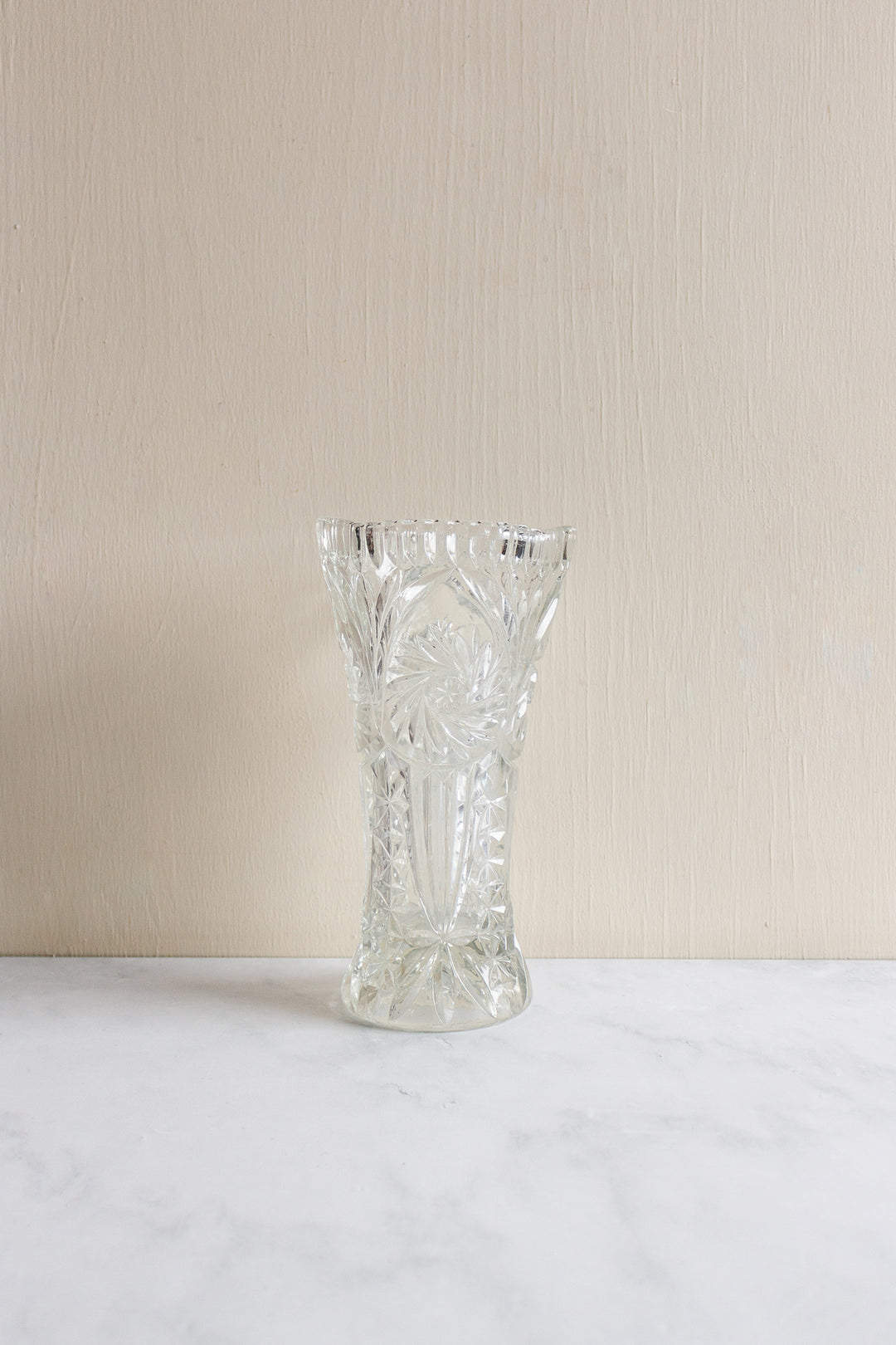 vintage french cut glass florist's vase