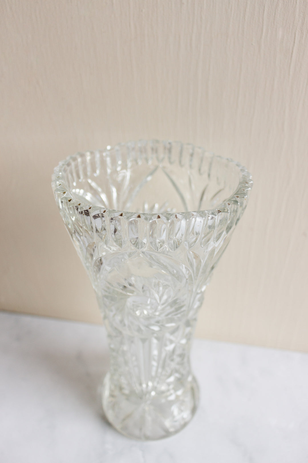 vintage french cut glass florist's vase