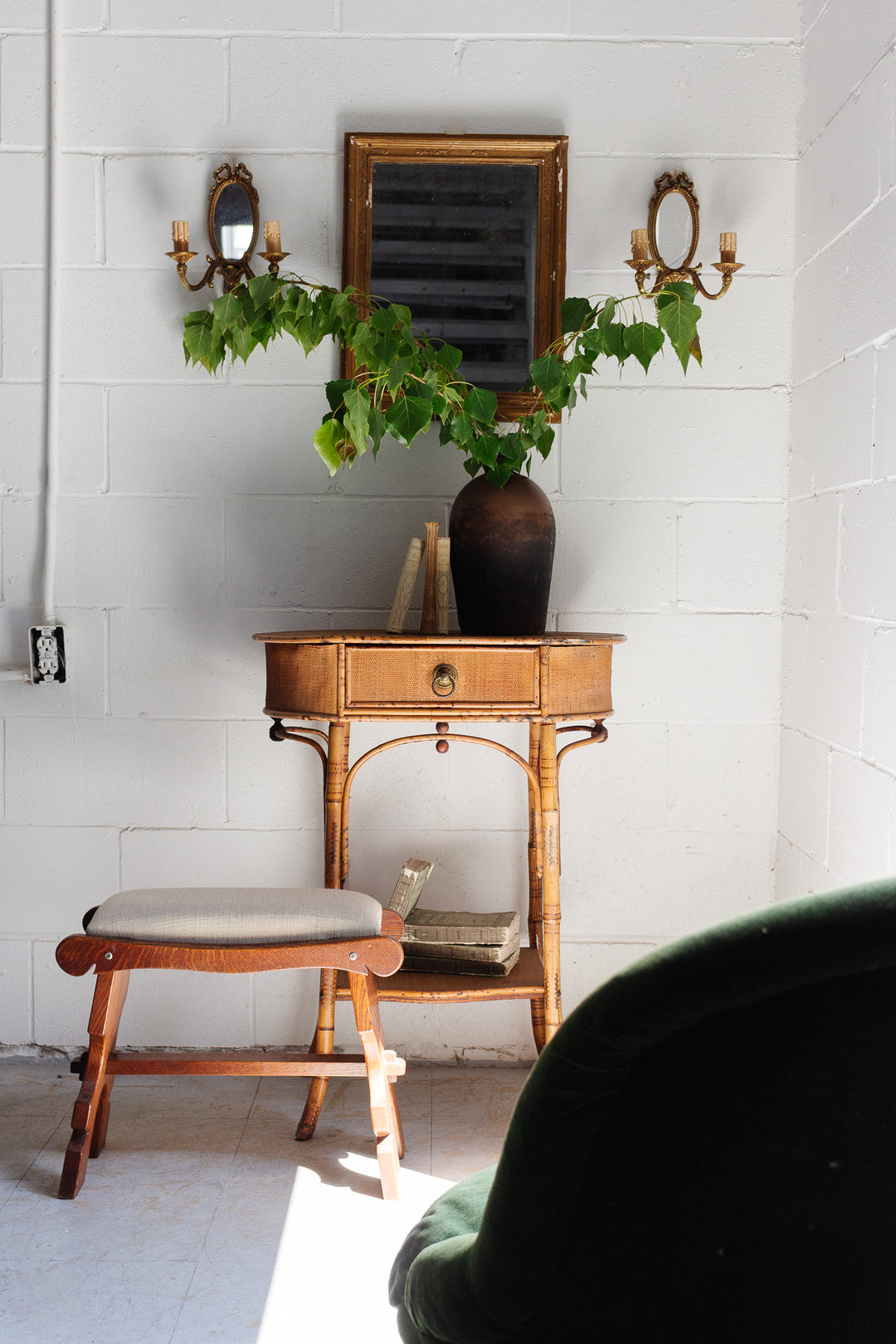 pair of vintage Louis XVI mirrored sconces