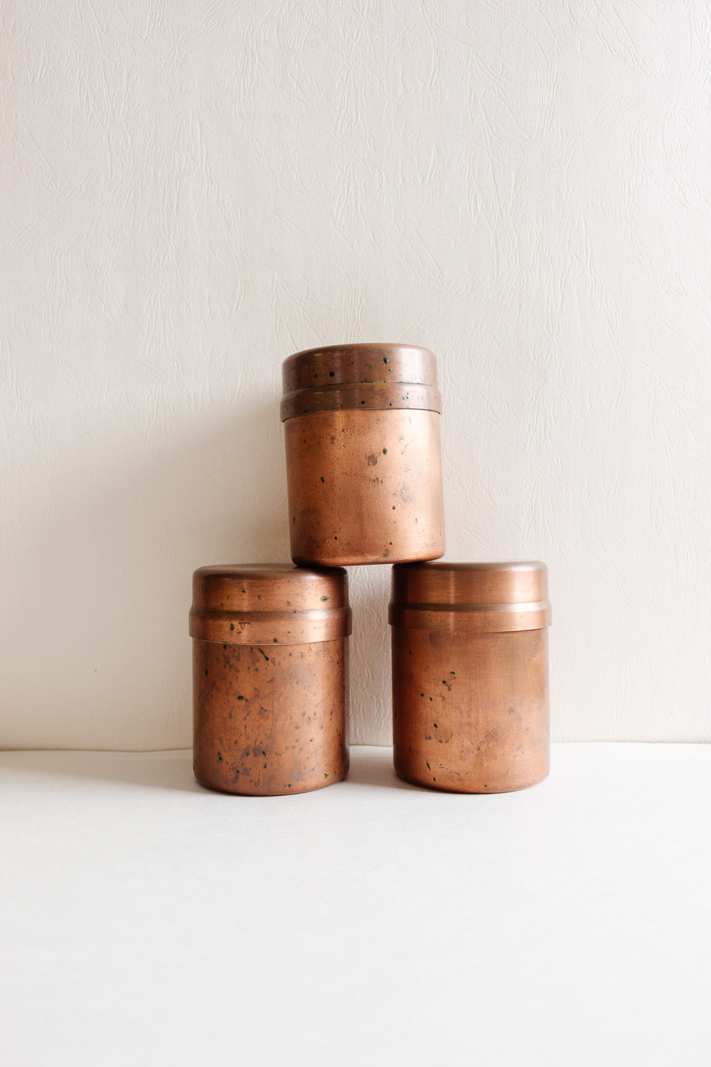set of 3 vintage french copper canisters