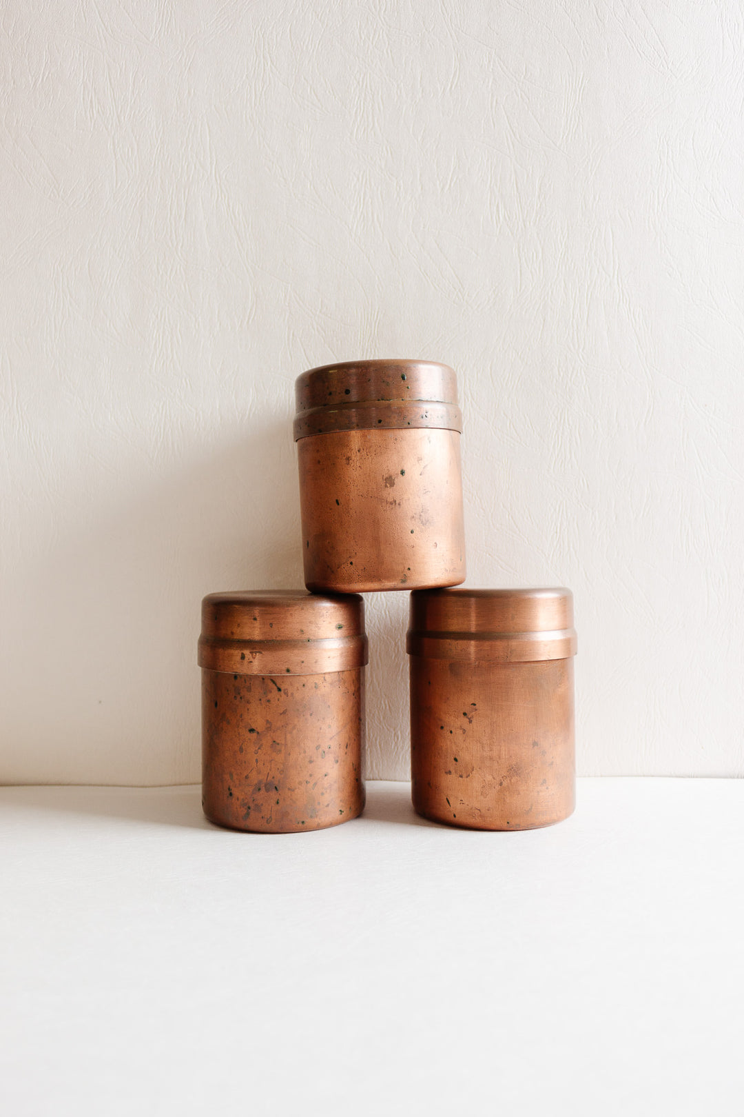 set of 3 vintage french copper canisters